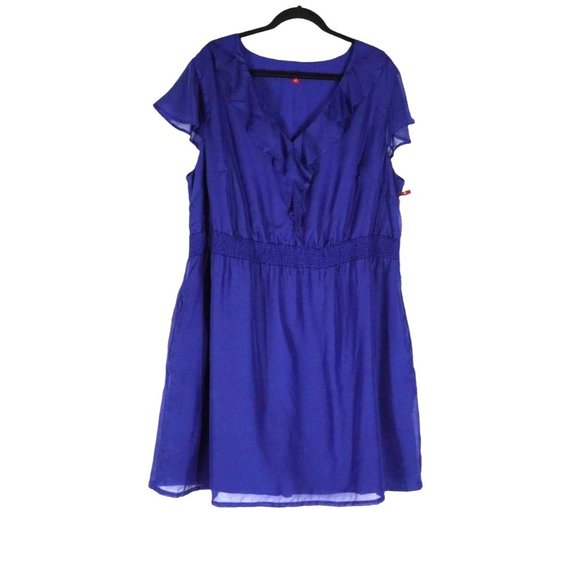 Merona Dress Cobalt Blue Womens Size (3) 3X Knee Length Short Sleeves NOS - Picture 2 of 12